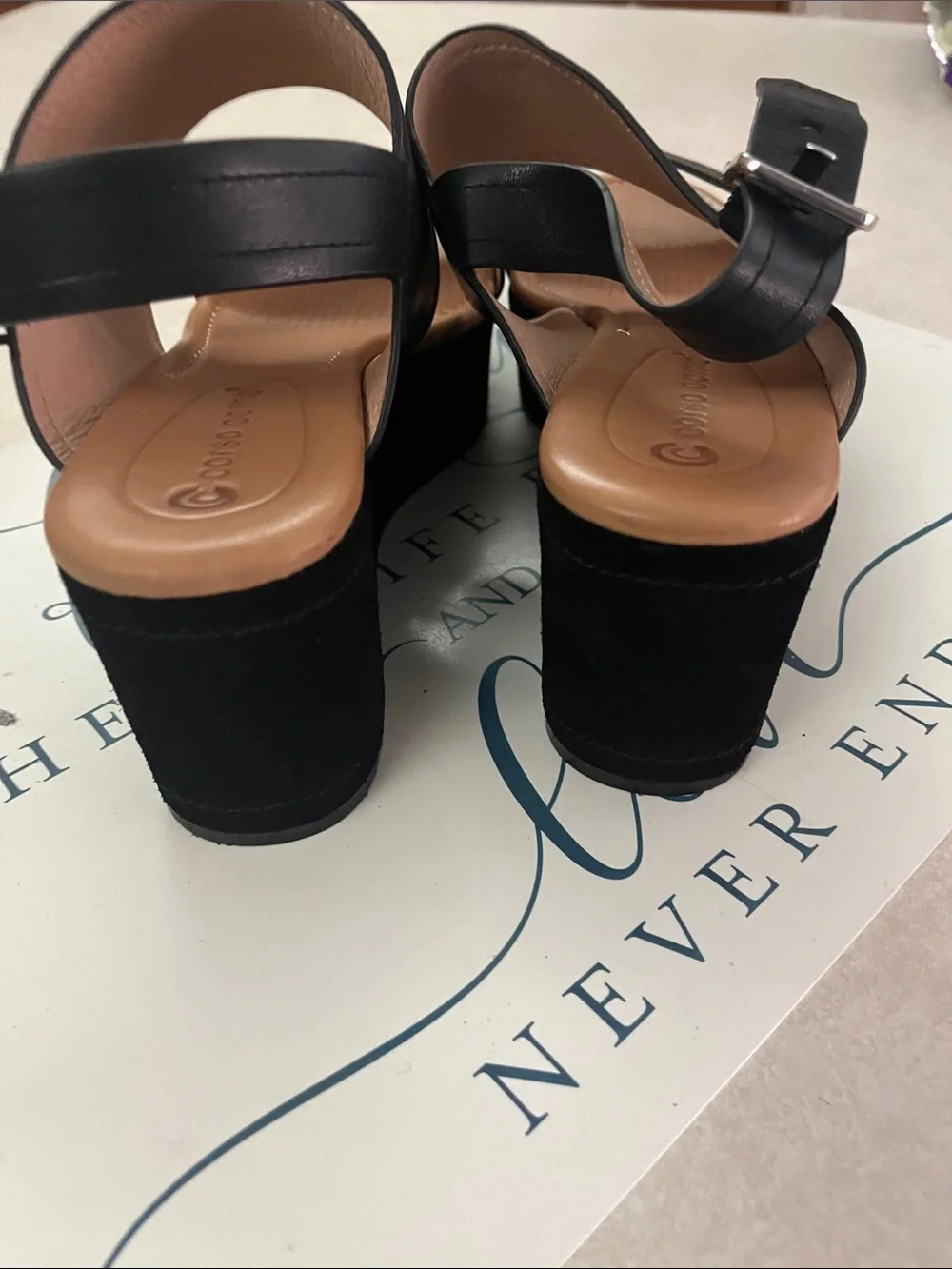 Corso Como Black Two-Band Platform Sandals